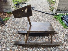 Vintage 60s Child's Danish Mcm  Putney Baskerville Vermont  Wooden Rocking Horse