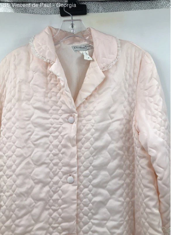 迪奥内衣复古粉色绗缝缎面美国联盟制造睡衣 M — 第 3/4 张图片