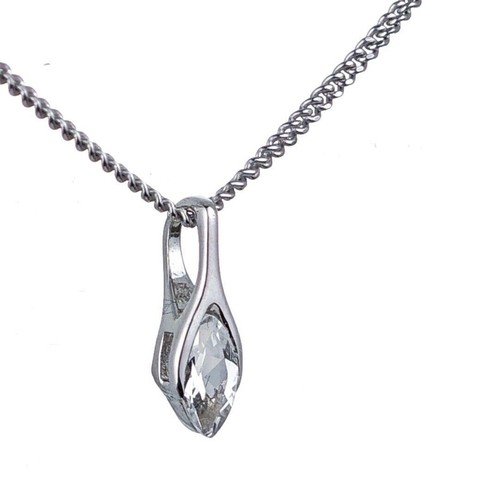 Natural White Topaz Necklace Sterling Silver SMALL Marquise Gemstone Handmade - Picture 10 of 12