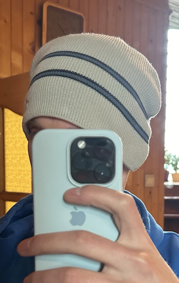 Gorro a Rayas De Colección Quiksilver Gris Azul Tejido Logo Talla Única Esquí Y2K Foto 3 de 4