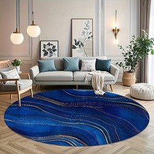 120 120cm 1pc Modern Abstract Marble Stripes Round Area Mat - Soft Non-Slip Mach