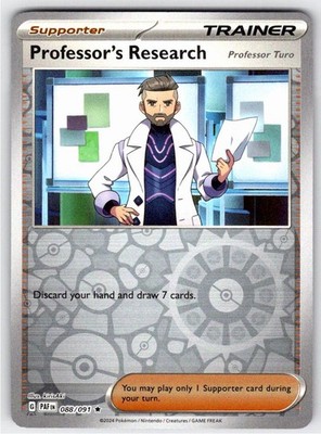 Professor's Research 088 Rare Paldean Fates Pokemon Reverse Holo