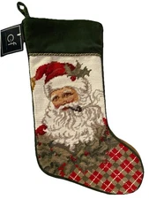 Two C&F Enterprises Santa Needlepoint Design Stocking