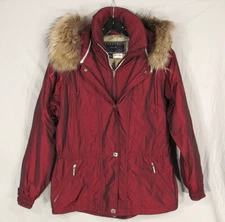 METROPOLIS LEGACY Women's RACOON FUR HOOD Puffer SNOW SKI WINTER JACKET Sz 8