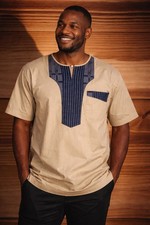 Men's African Ethnic T-Shirt Slim Fit Ethnic Casual Short Sleeve Fashion Design.