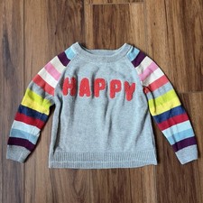 Baby Gap Happy Colorful Rainbow Joy Holiday Stripe Sweater 4T 4Y