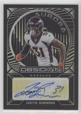 2021 Panini Obsidian Aurora Electric Etch Yellow 19/25 Justin Simmons Auto 1i7