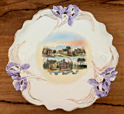 Rosenthal & Co Iris Bavaria Hand Painted SOUVENIR PLATE Fond du Lac Wisconsin