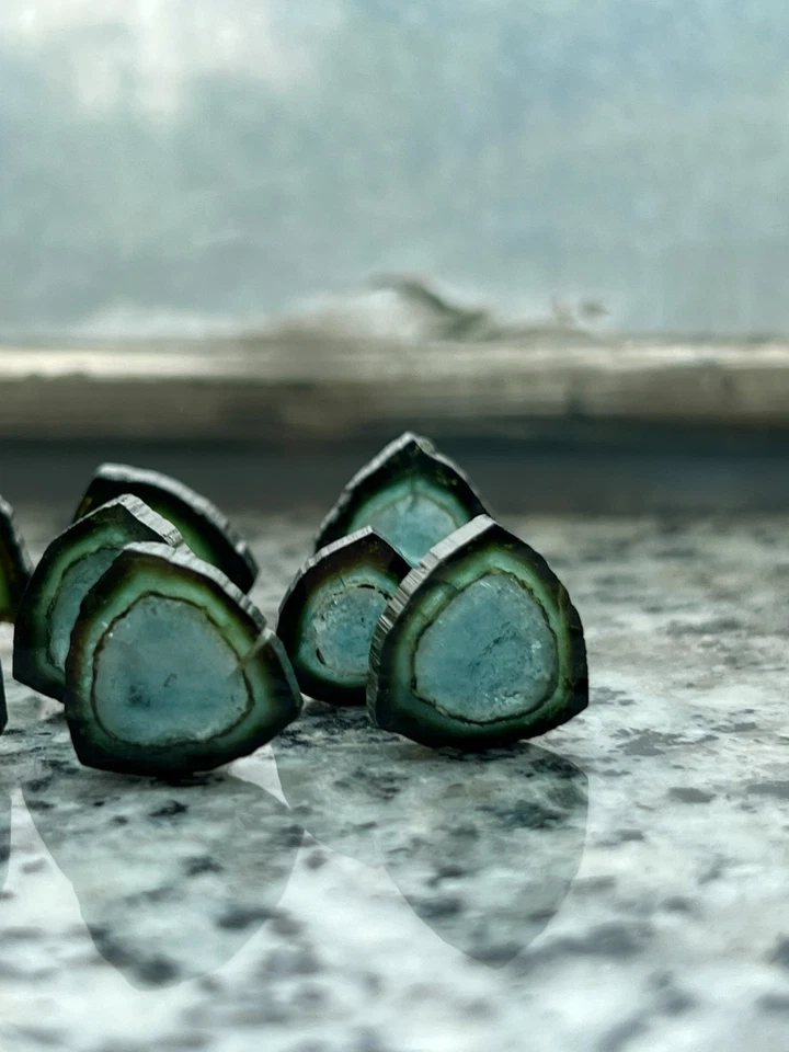 100-Carats beautiful Bluish green Tourmaline Pairs slices From Afghanistan 🇦🇫 - Image 2 of 4