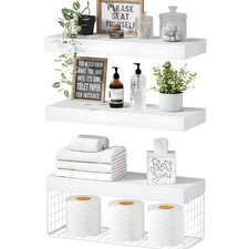 Bathroom Shelves Over Toilet - Wall Mounted Floating Shelves Toilet Paper Sto...