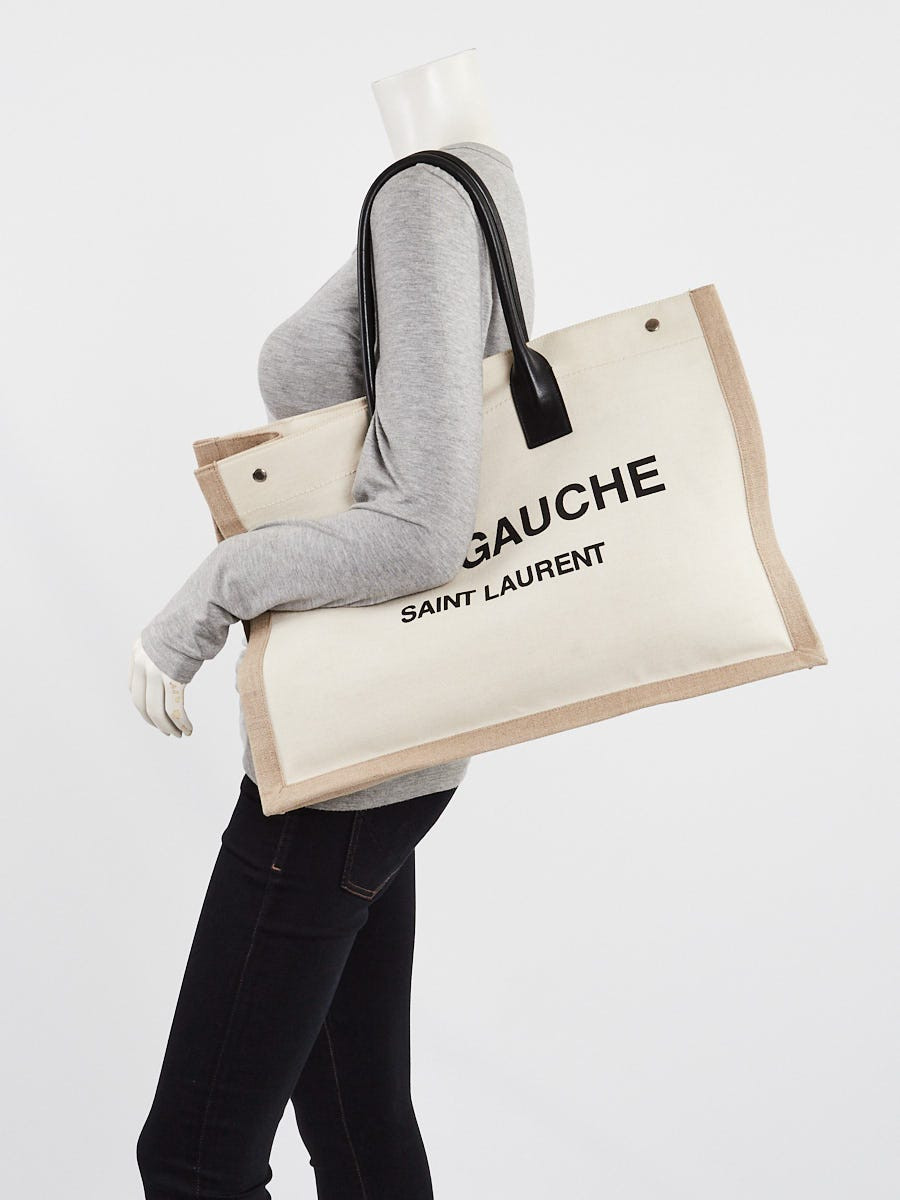 Yves Saint Laurent Natural Linen And Leather Rive Gauche