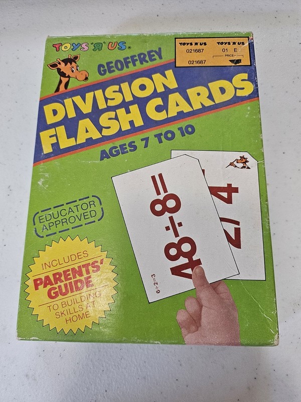 Vintage Toys R Us Geoffrey 1980 Box Of Division Flash Cards; Russell   #021687