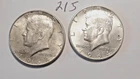 KENNEDY HALF DOLLAR, 1964-P,  1964-D,  90% SILVER,----   215