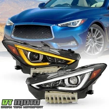 For 2017-2022 Infiniti Q60 w/o AFS LED Projector Headlights Headlamps Left+Right
