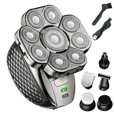9D Bald Head Shavers Electric Shaver Cordless Wet Dry Rotary Razor for Men 2025