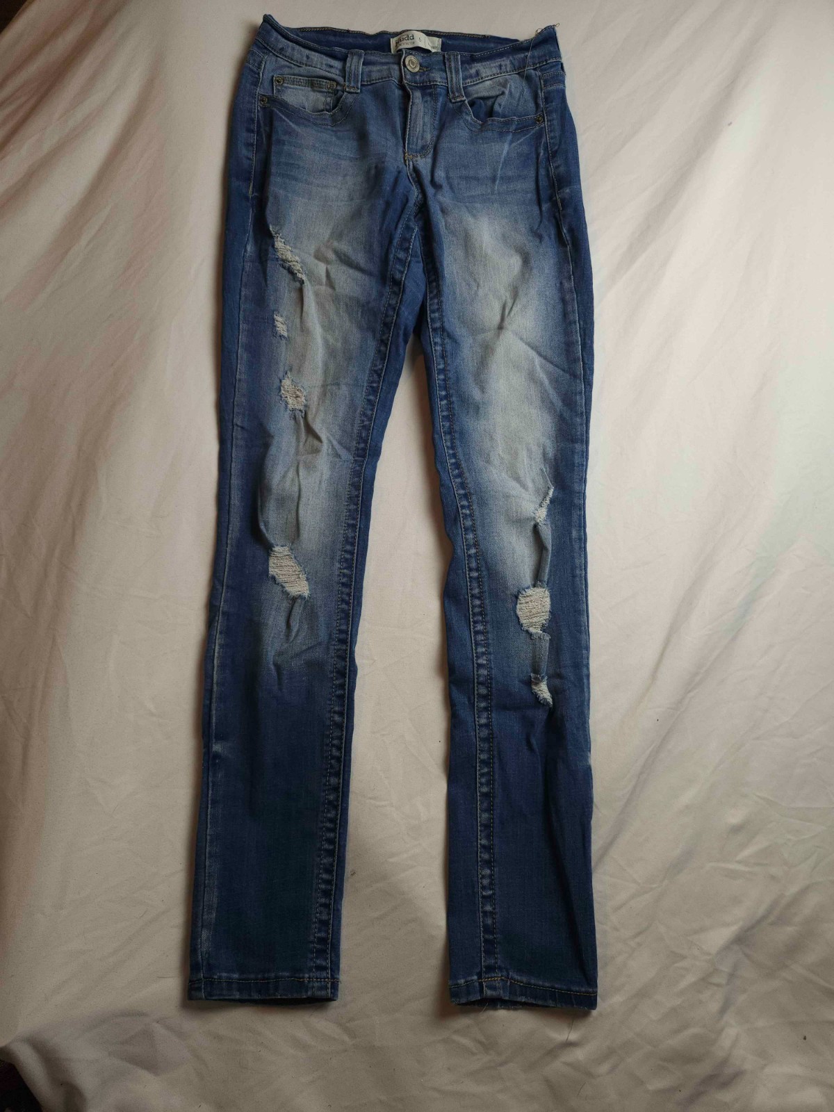 Mudd Skinny Jeans Womens Size 5 Juniors Blue Distressed Ripped Denim Y2K Grunge