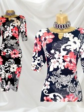 DAVID EMANUEL UK 10 Multicoloured Floral Gathered Waist Stretchy Dress Wedding