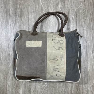 Weekender Bag 70s 80s Myra Canvas & Leather Travel Carry-all Duffle Duffel