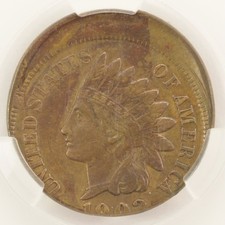 1902 1c Indian Cent Struck 12% Off-Center CACG AU50 Brown
