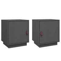Nachttische2Er Set Grau 40X34X45 Cm Massivholz Kiefer