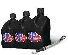 VP Racing 3 Pack Black 5.5 Gallon Square Utility Jugs + 1 Deluxe Fill Hose