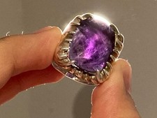 925 Sterling Silver Ring with real Amethyst – Ring size 56