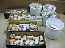 Sewing Machine Old Vintage Thread Spools Lots, Wooden, Mostly Empty