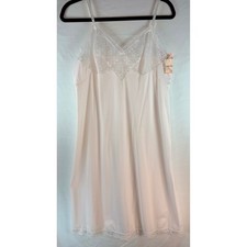 Vintage Vanity Fair White Lace Full Slip Antron III Nylon USA Size 38 NWT
