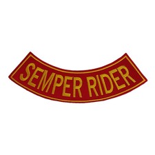 SEMPER RIDER Marine Corps Rocker Patch - 10" x 2.5" Large Red & Gold Biker Vest