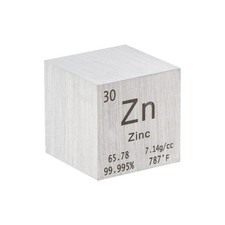 Zinc Cube Metal Element High Density Block Pure Periodic Element, 1 Inch