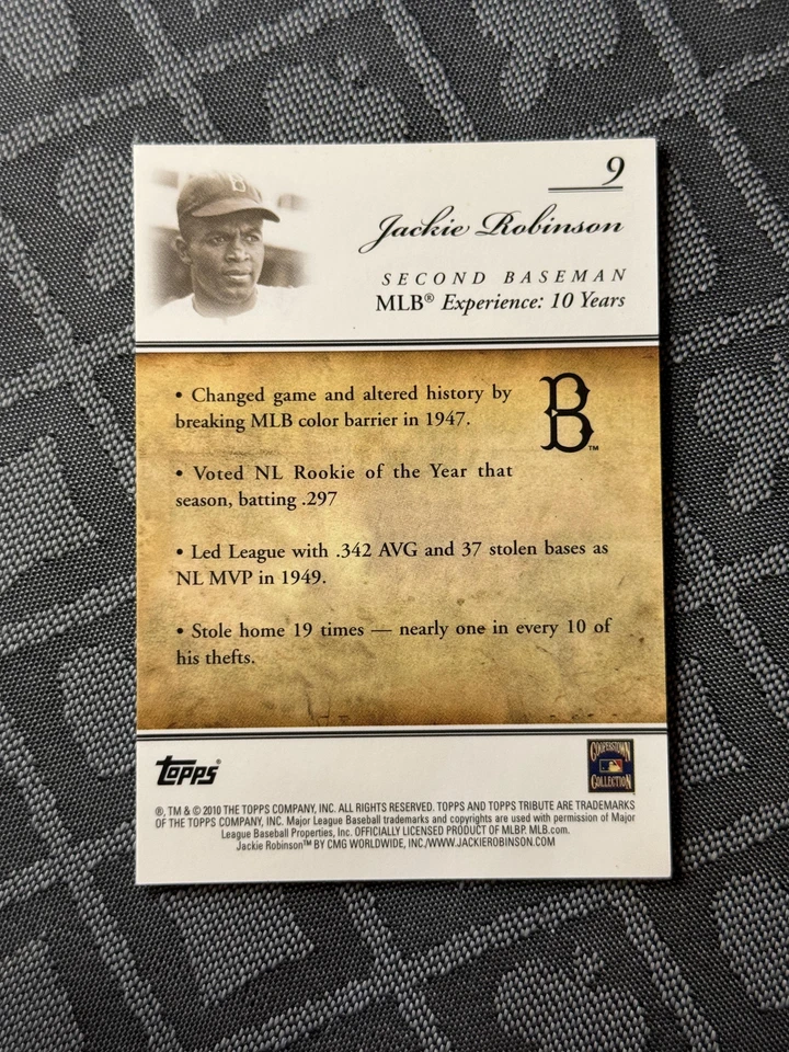 2010 Topps Tribute #9 Jackie Robinson Blue #/399 - Image 2 of 2