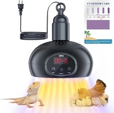 QRQ Chicken Coop Heater, 200W-350W-500W Reptile Heat Lamp with UVA UVB Black