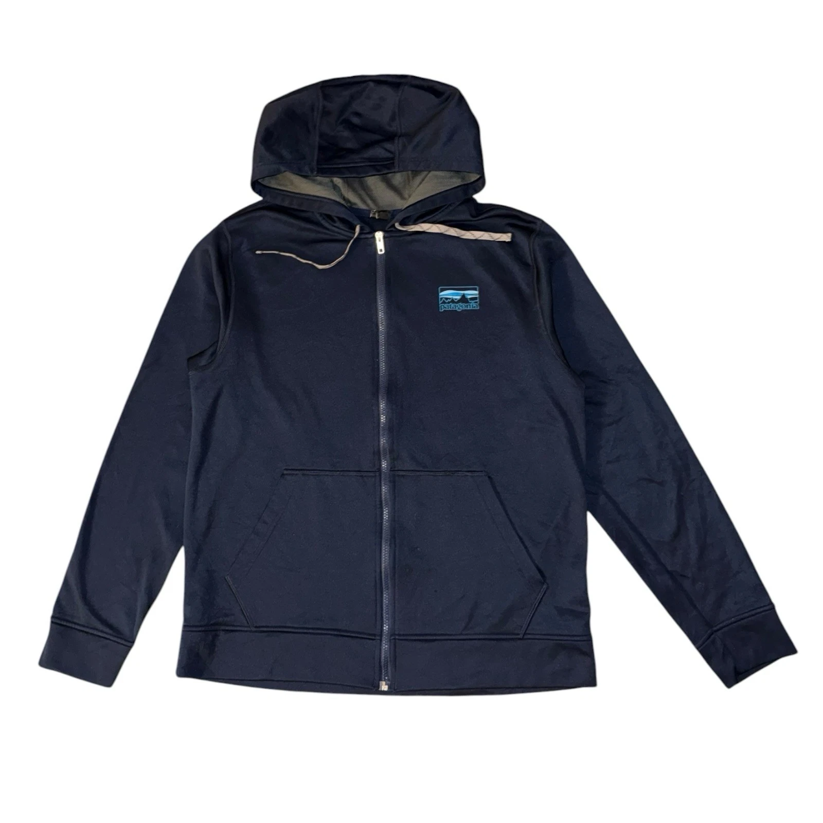 Patagonia Hoodie Mens L Navy ‘73 Logo Polycycle Full Zip Hoody Outdoor Hiking