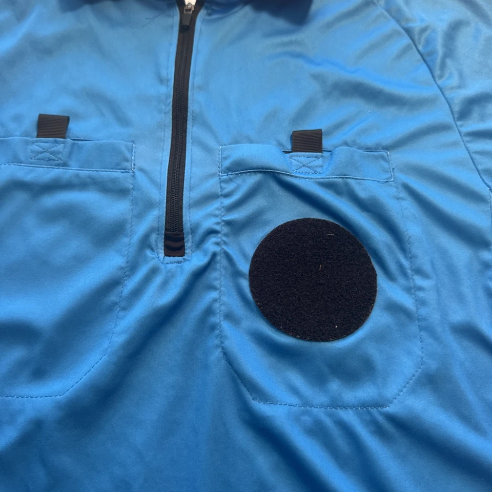 Men’s Soccer Referee 1/4 Zip Pullover Blue Size Medium Short Sleeve - Image 2 of 4