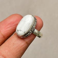 Howlite Gemstone 925 Sterling Silver Handmade Jewelry Ring 7