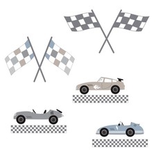Lambs  Ivy Little Racer Car/Transportation Blue/Taupe Wall Decals/Stickers