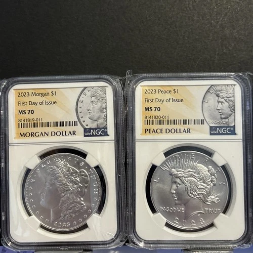 2023(P) $1 Morgan and Peace Dollar Set NGC MS 70 First Day of Issues