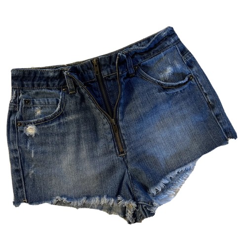 Urban Outfitters BDG Denim Super High Rise Cheeky 2-Zippers Shorts SZ: 26