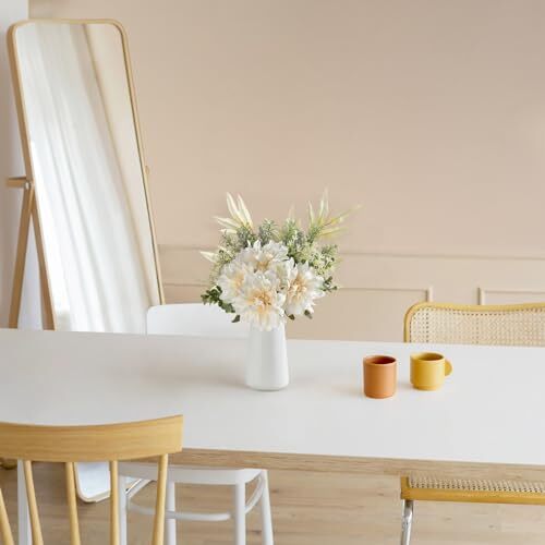 Fake Flowers with Vase, Silk Faux Flower Arrangement Artificial Flowers