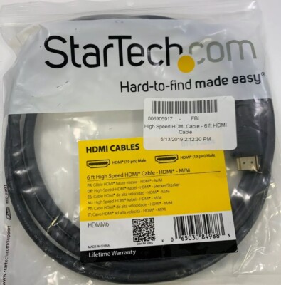 STARTECH HDMI CABLES 6ft High Speed HDMI AND HDMI M/M