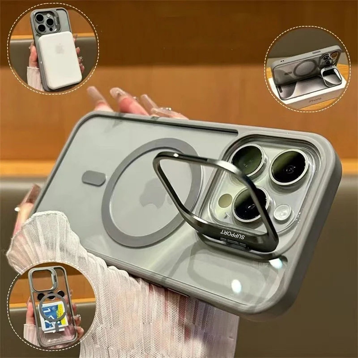 Magnetic Series Designed For IPhone Case,[Compatible With MagSafe][Military Drop&Camera Protection] Gradient Glitter ElectroPlated Bumper Clear Shockproof Cover (Rose Gold,iPhone 14 Pro
