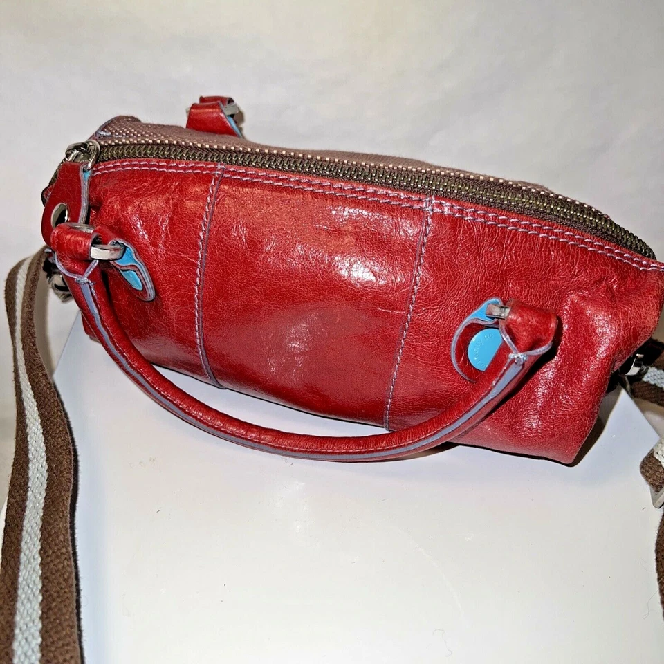 GABS Italy Red Leather Two-Tone Purse Handbag w/ removable shoulder strap - Image 2 of 4