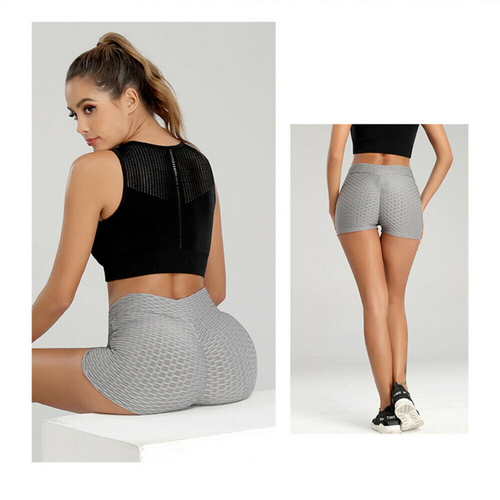 Women Yoga Shorts High Waist Butt Lift Scrunch Pants Booty Gym Sport Leggings - Picture 6 of 11