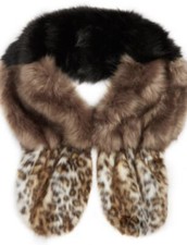 Leith Faux Fur Stole Multicolored Brown Black Animal Print Oversized Nwt