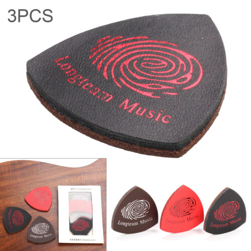 3pcs Genuine Leather Ukulele Picks Colorful Cowhide Finger Thumb Pick - Picture 1 of 11