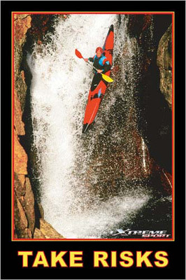 Kayaking Over Waterfall TAKE RISKS Watersports Motivational Action 24x36 POSTER