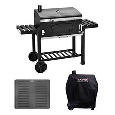Holzkohlegrill Set Abdeckhaube Grillplatte Smoker Grillwagen BBQ TAINO HERO XXL