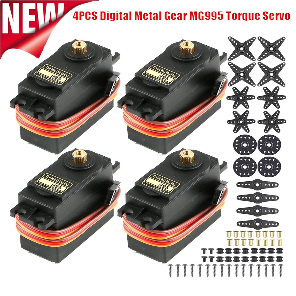 4PCS Metal Gear Servo Digital RC MG995 Torque 180° Hi-Speed for Futaba JR 2C NEW - image 3 of 4