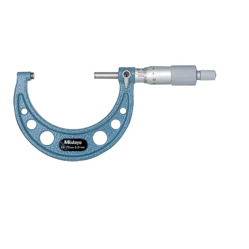 Mitutoyo 103-129 Outside Micrometer, Baked-enamel Finish, Ratchet Stop, 0-25mm