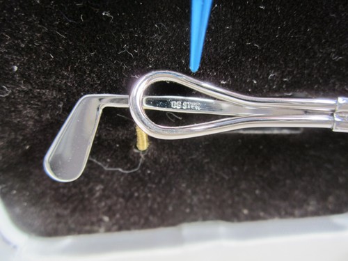 NOS VINTAGE ANSON SOLID STERLING SILVER GOLF CLUB TIE BAR CLIP CLASP IN BOX - Picture 5 of 9